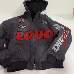 Loud Graphic Bomber Jacket - Gray and Red